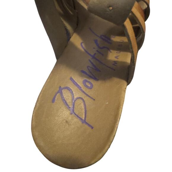 Blowfish Malibu Women's Tan Leather Strappy Platform Wedge Heel Sandal 7.5 - Picture 4 of 6